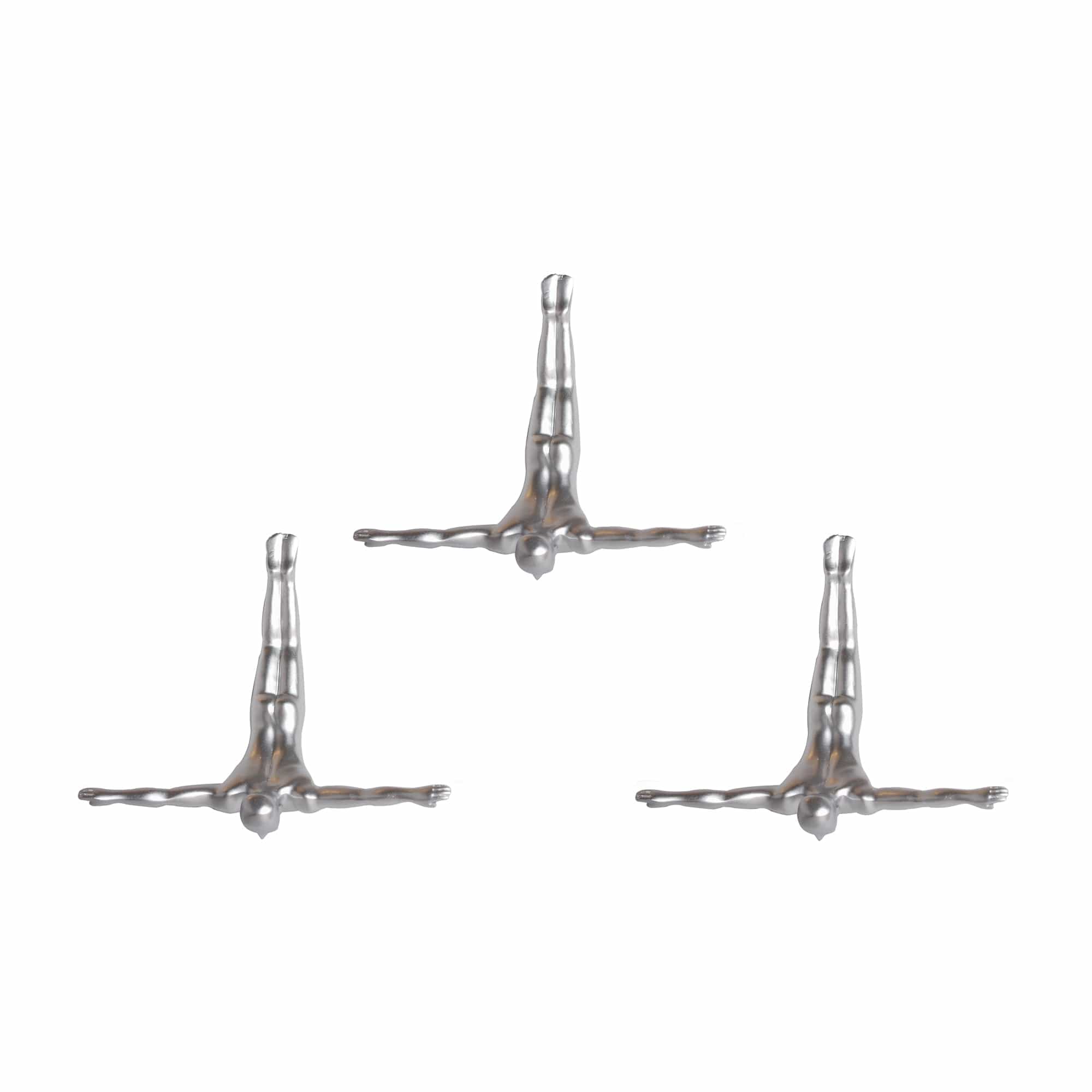 Set of Three 7" Silver Divers Resin Wall Decor - Homeroots - Flyclothing LLC