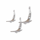 Set of Three 7" Silver Divers Resin Wall Decor - Homeroots