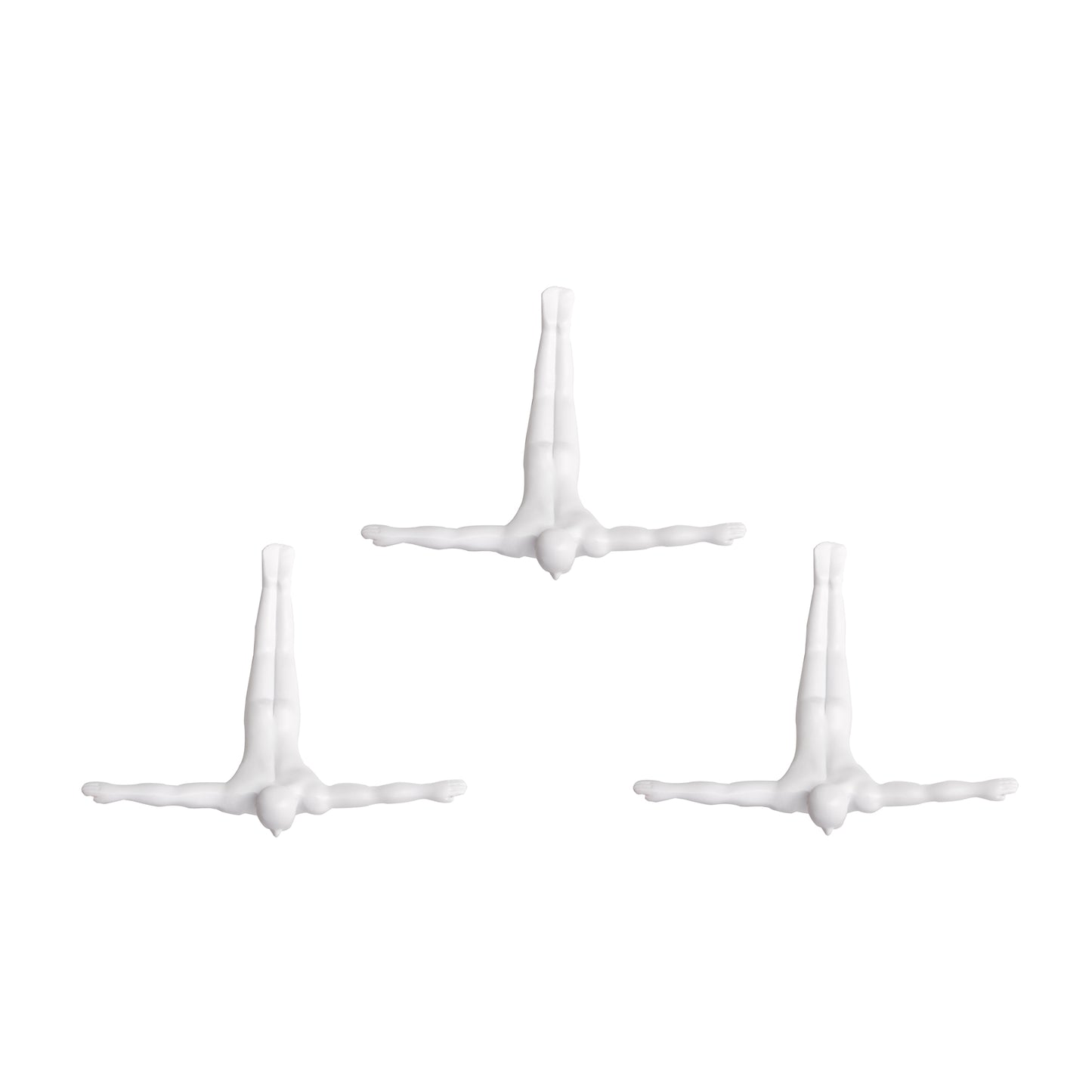 Set of Three 7" White Divers Resin Wall Decor - Homeroots - Flyclothing LLC