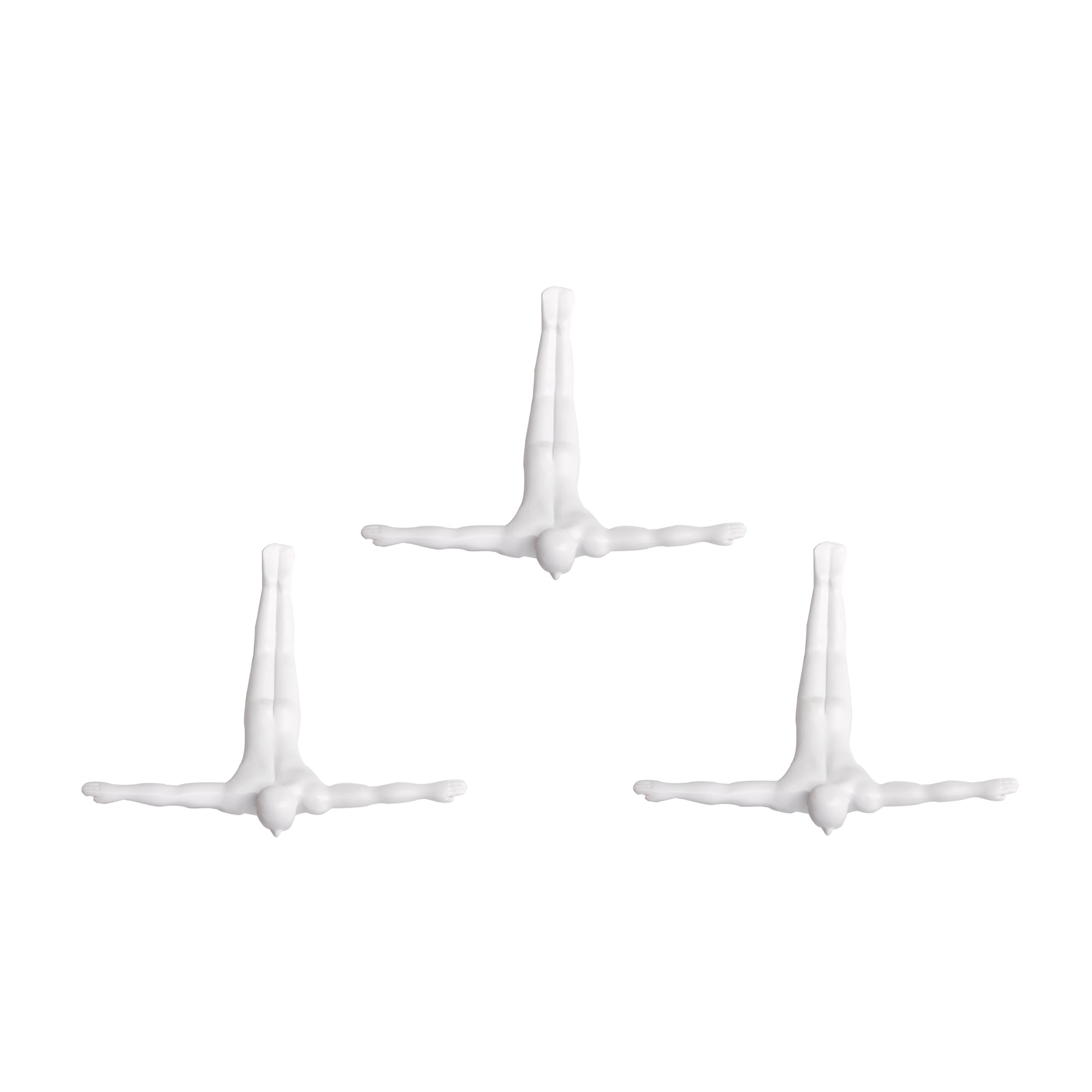 Set of Three 7" White Divers Resin Wall Decor - Homeroots - Flyclothing LLC