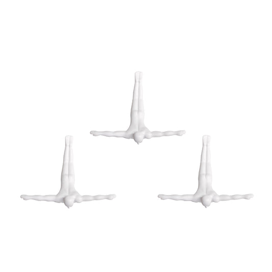 Set of Three 7" White Divers Resin Wall Decor - Homeroots