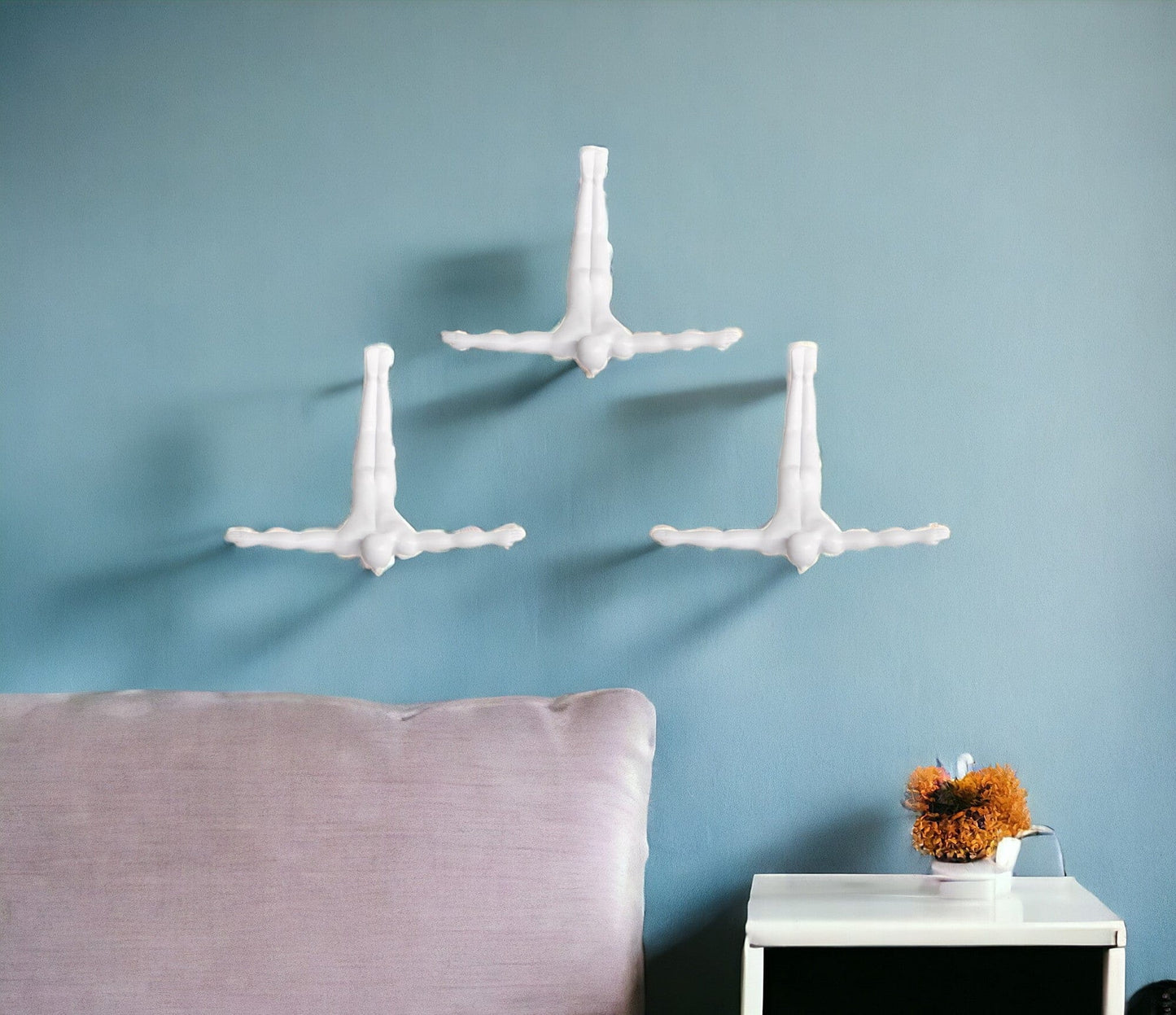 Set of Three 7" White Divers Resin Wall Decor - Homeroots - Flyclothing LLC