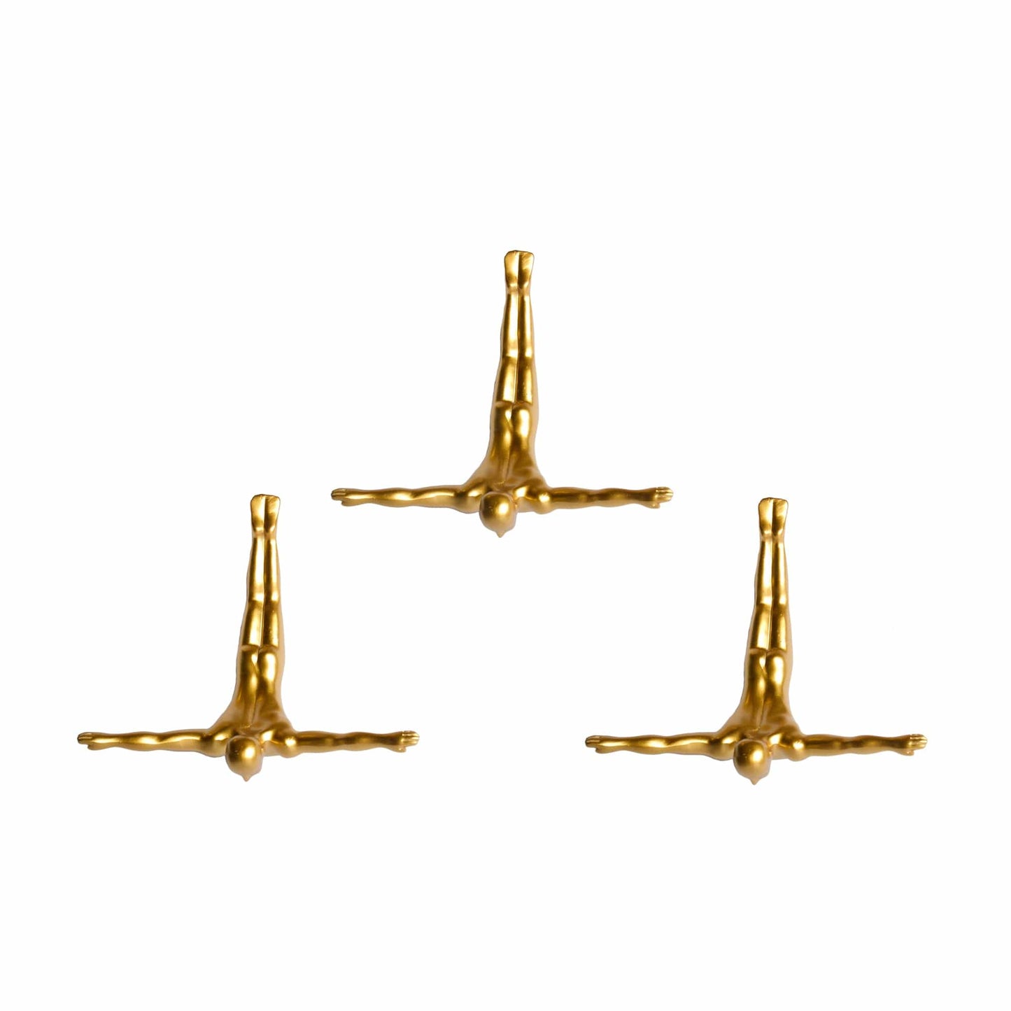 Set of Three 7" Gold Divers Resin Wall Decor - Homeroots - Flyclothing LLC