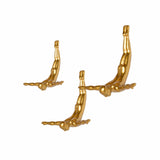 Set of Three 7" Gold Divers Resin Wall Decor - Homeroots