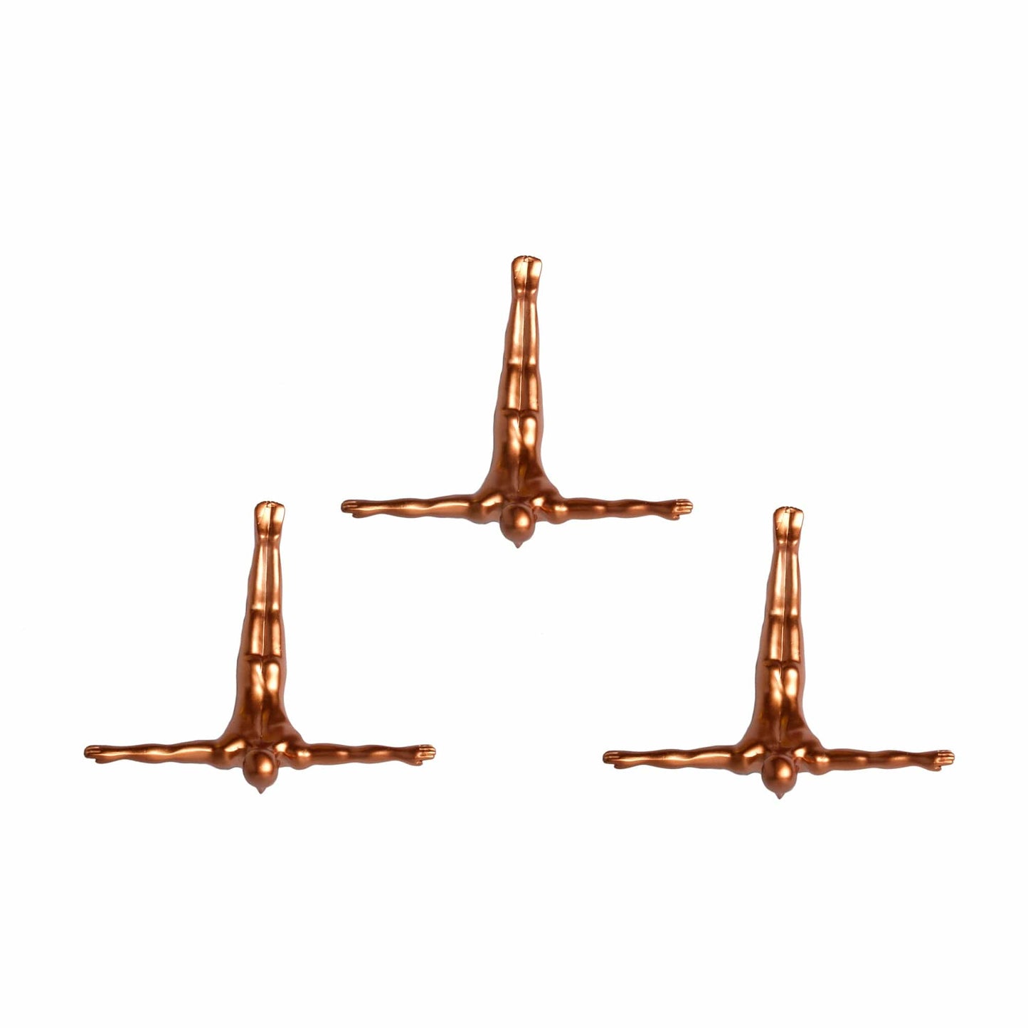 Set of Three 7" Bronze Divers Resin Wall Decor - Homeroots - Flyclothing LLC