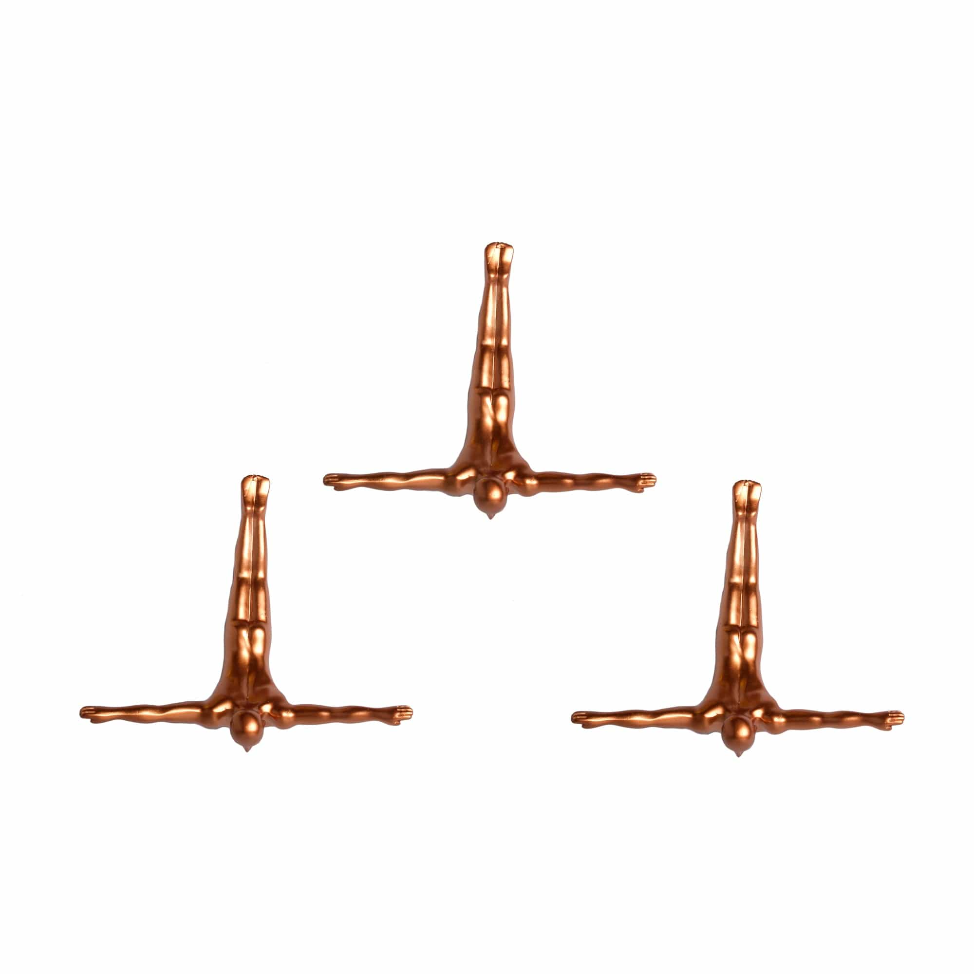 Set of Three 7" Bronze Divers Resin Wall Decor - Homeroots - Flyclothing LLC