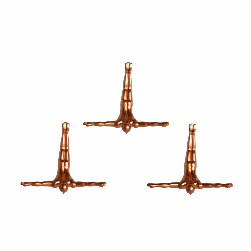 Set of Three 7" Bronze Divers Resin Wall Decor - Homeroots