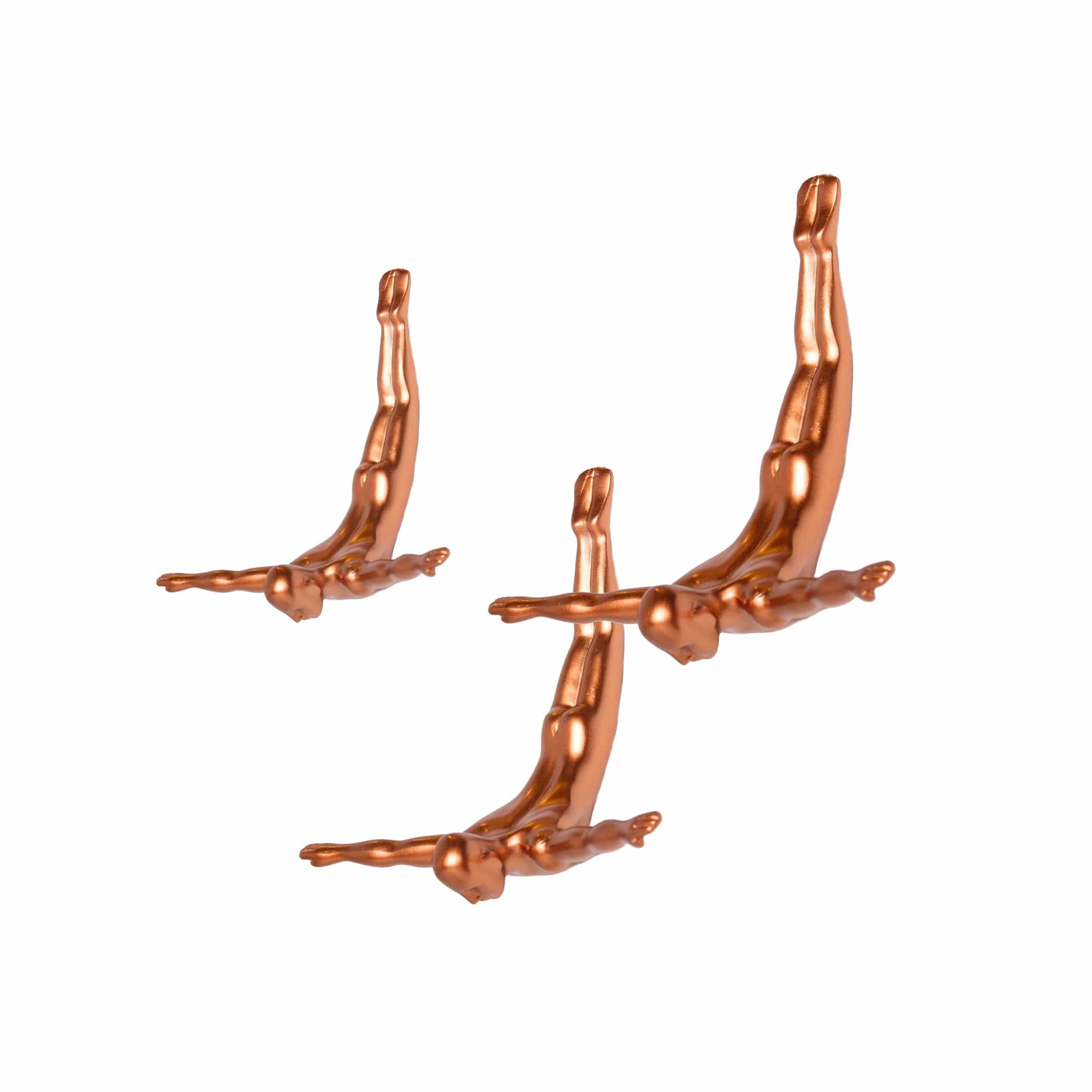 Set of Three 7" Bronze Divers Resin Wall Decor - Homeroots - Flyclothing LLC