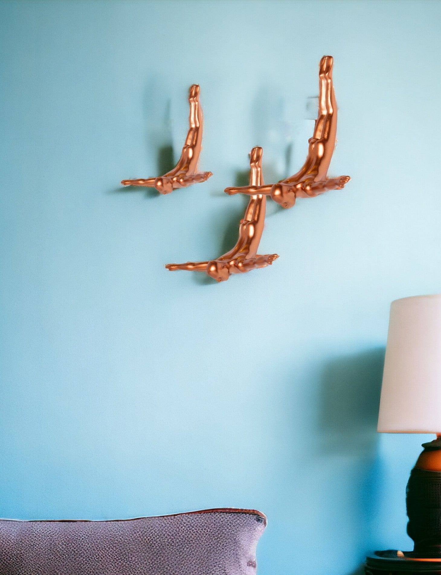 Set of Three 7" Bronze Divers Resin Wall Decor - Homeroots - Flyclothing LLC