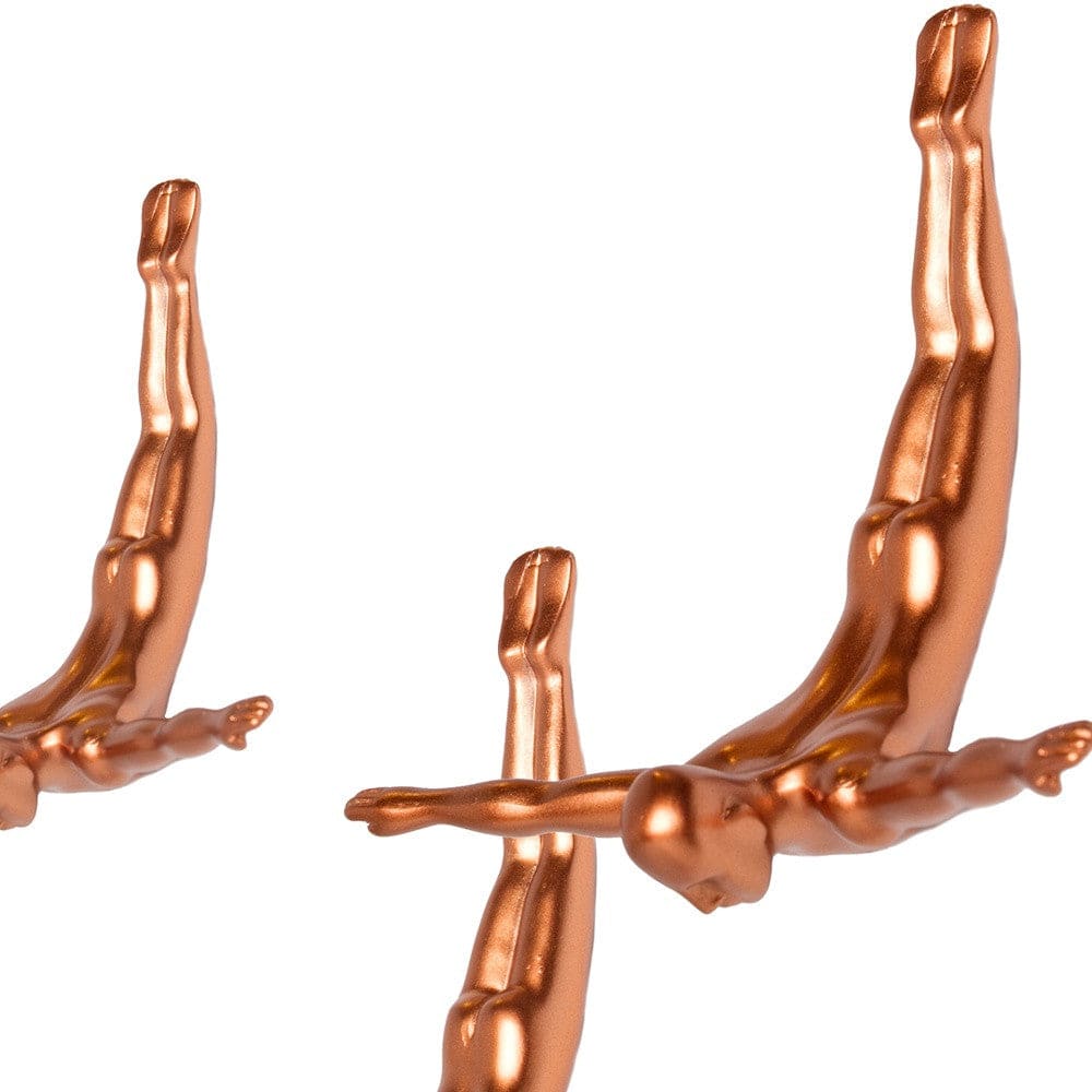 Set of Three 7" Bronze Divers Resin Wall Decor - Homeroots - Flyclothing LLC