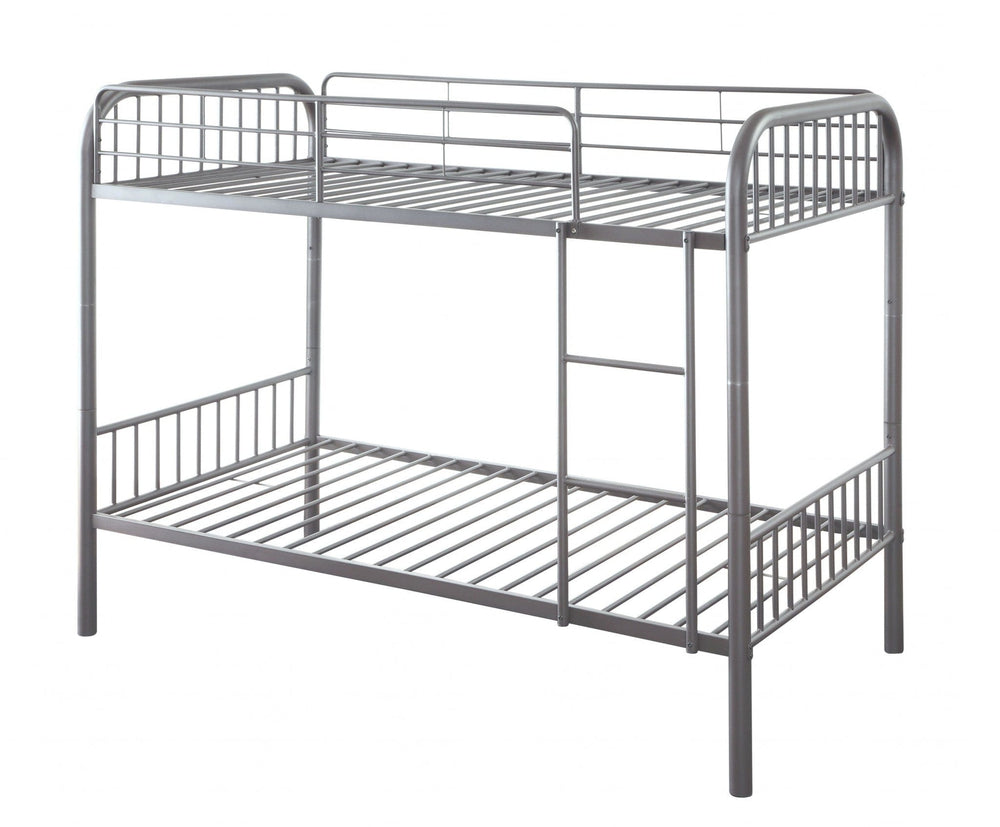 79" X 42" X 61" Gunmetal Metal Twin Over Twin Bunk Bed - Homeroots