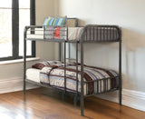 79" X 42" X 61" Gunmetal Metal Twin Over Twin Bunk Bed - Homeroots
