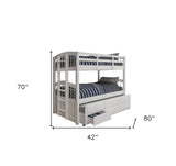 80" X 42" X 70" White Twin Bunk Bed Trundle With 3 Drawers - Homeroots - Flyclothing LLC