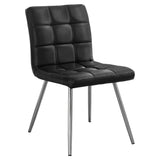 Set of Two Tufted Black And Silver Upholstered Faux Leather Dining Side Chairs - Homeroots