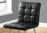 Set of Two Tufted Black And Silver Upholstered Faux Leather Dining Side Chairs - Homeroots