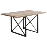 60" Taupe And Black Metal Sled Base Dining Table - Homeroots