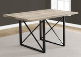60" Taupe And Black Metal Sled Base Dining Table - Homeroots