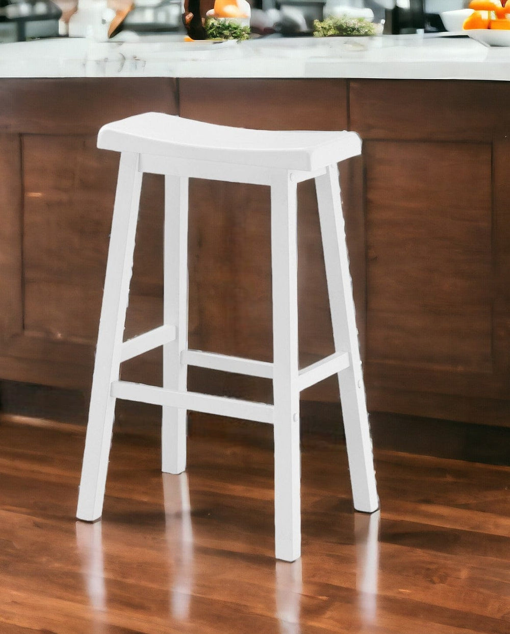 Set of Two 29 " White Solid Wood Backless Bar Chairs - Homeroots - Flyclothing LLC