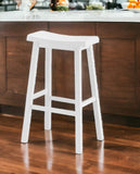 Set of Two 29 " White Solid Wood Backless Bar Chairs - Homeroots