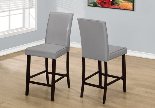Set of Two 25 " Gray And Brown Solid Wood Counter Height Bar Chairs - Homeroots