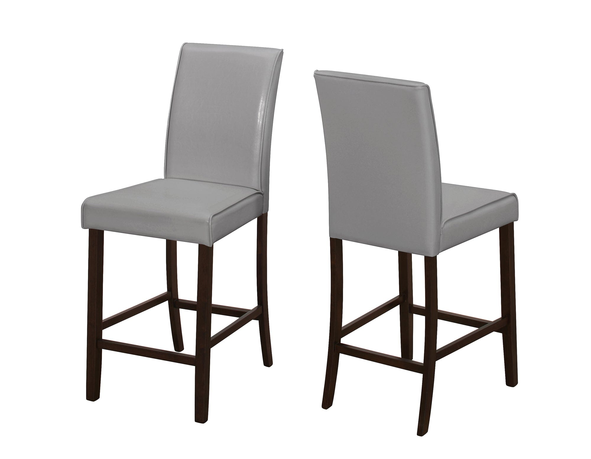 Set of Two 25 " Gray And Brown Solid Wood Counter Height Bar Chairs - Homeroots