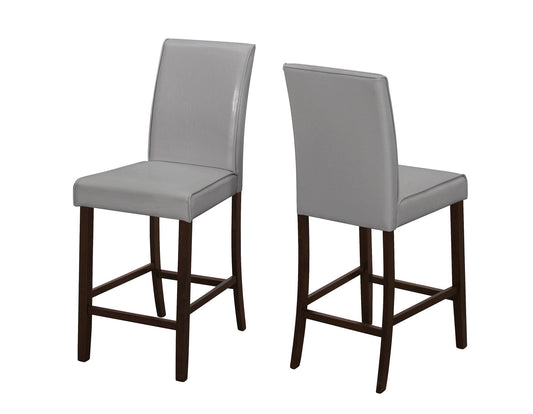Set of Two 25 " Gray And Brown Solid Wood Counter Height Bar Chairs - Homeroots