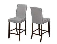 Set of Two 25 " Gray And Brown Solid Wood Counter Height Bar Chairs - Homeroots