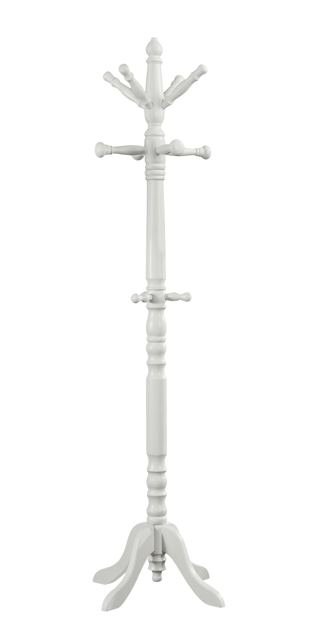 White Solid Wood Coat Rack With Triple Tiered Coat Stand - Homeroots