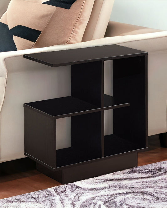 24" Espresso Wood End Table With Four Shelves - Homeroots