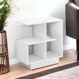 24" White Wood End Table With Four Shelves - Homeroots