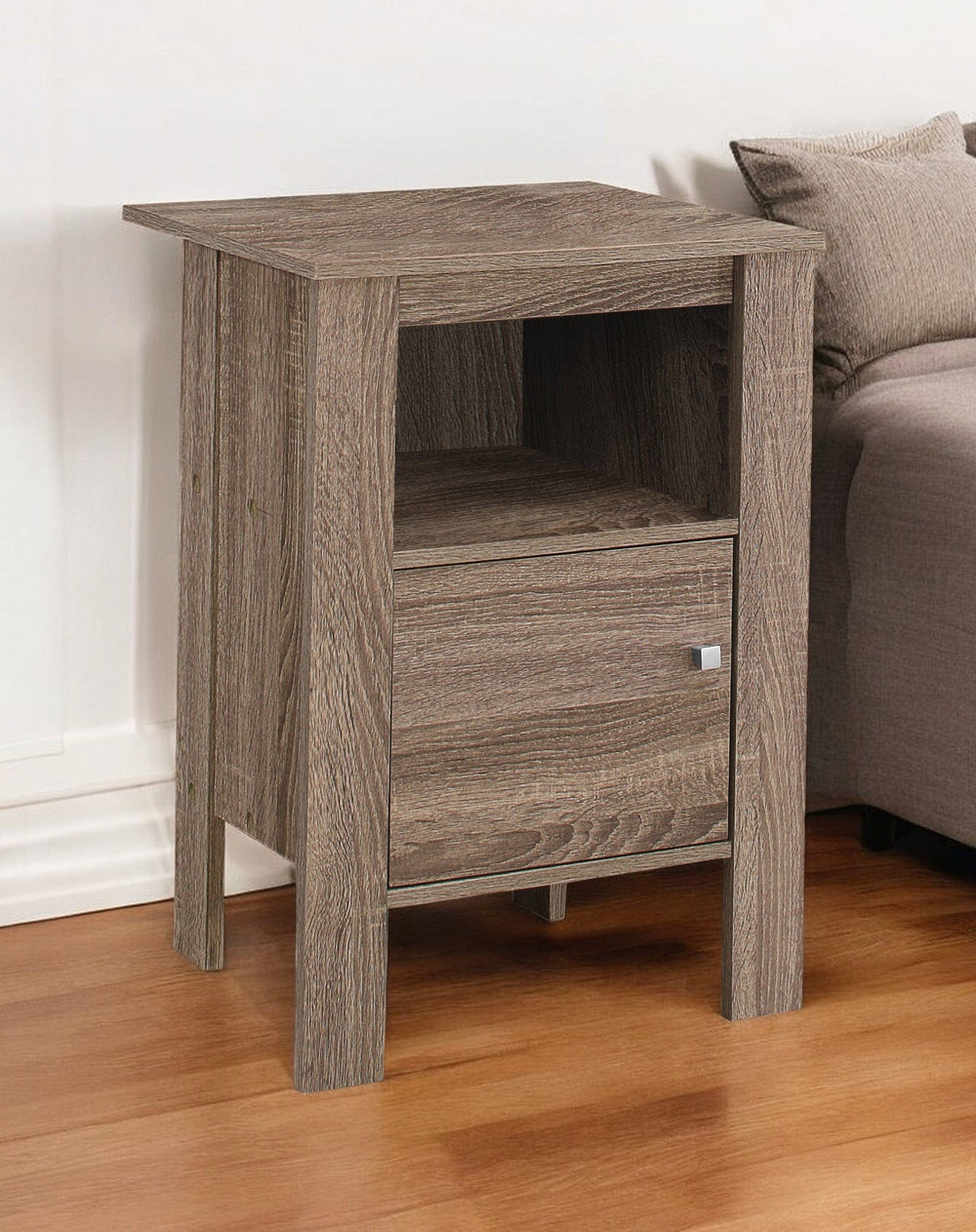 24" Deep Taupe Wood End Table With Shelf - Homeroots - Flyclothing LLC