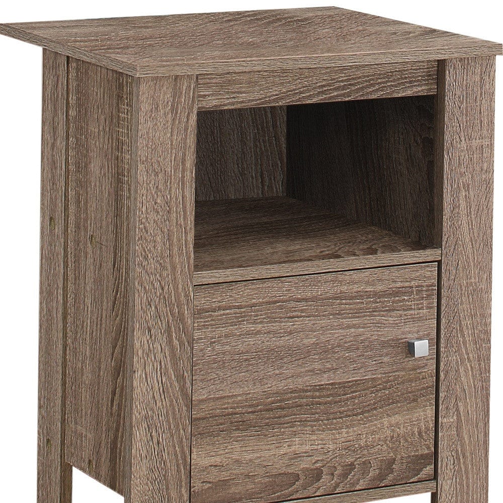24" Deep Taupe Wood End Table With Shelf - Homeroots - Flyclothing LLC