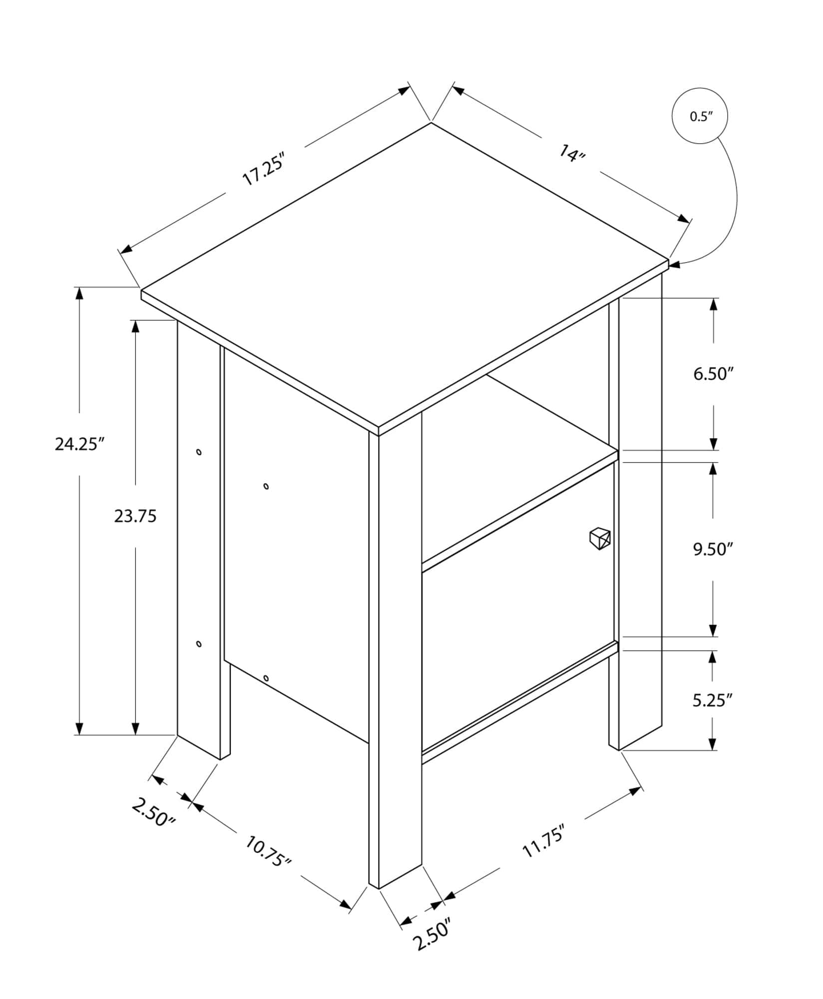 24" White Wood End Table With Shelf - Homeroots - Flyclothing LLC