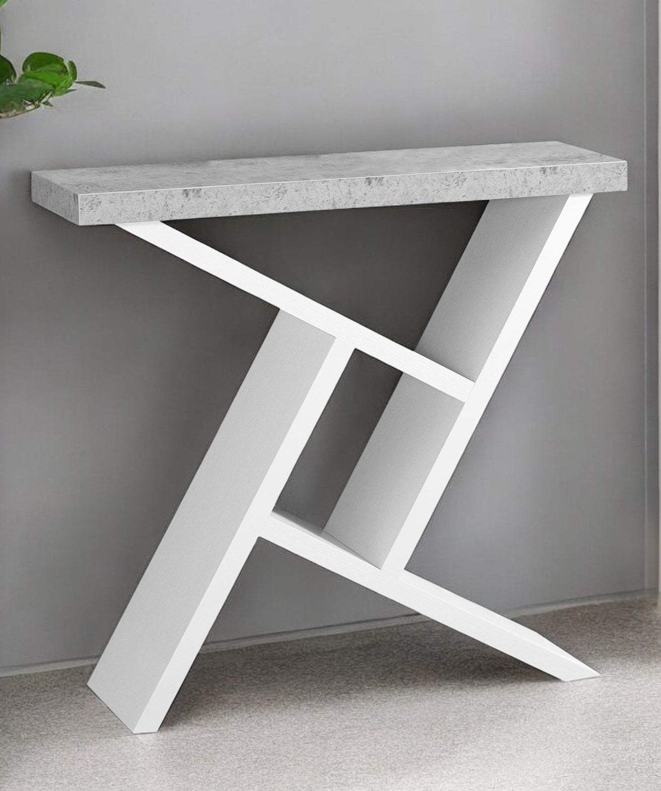 36" Gray and White Abstract Console Table With Shelves - Homeroots - Flyclothing LLC
