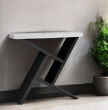 36" Gray and Black Abstract Console Table With Shelves - Homeroots