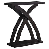 31" Espresso Cross Leg Console Table With Shelves - Homeroots