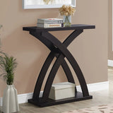 31" Espresso Cross Leg Console Table With Shelves - Homeroots
