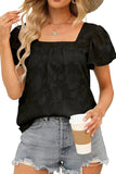 Square Neck Short Sleeve Blouse - Trendsi