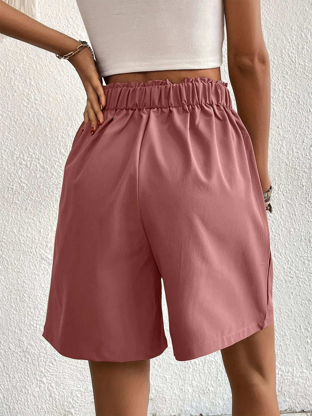 Pocketed Half Elastic Waist Shorts - Trendsi - Flyclothing LLC