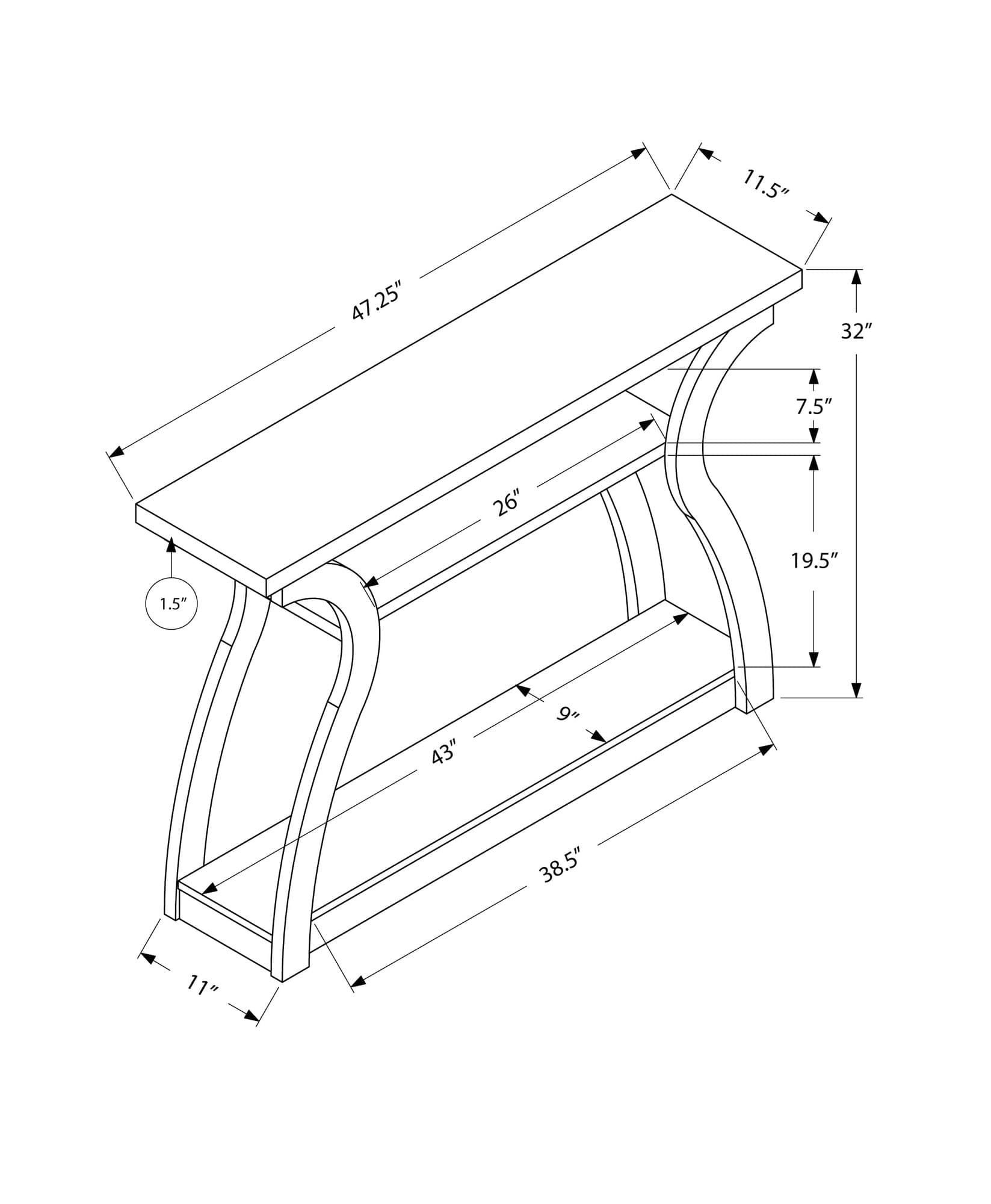 47" White Floor Shelf Console Table With Shelves - Homeroots - Flyclothing LLC