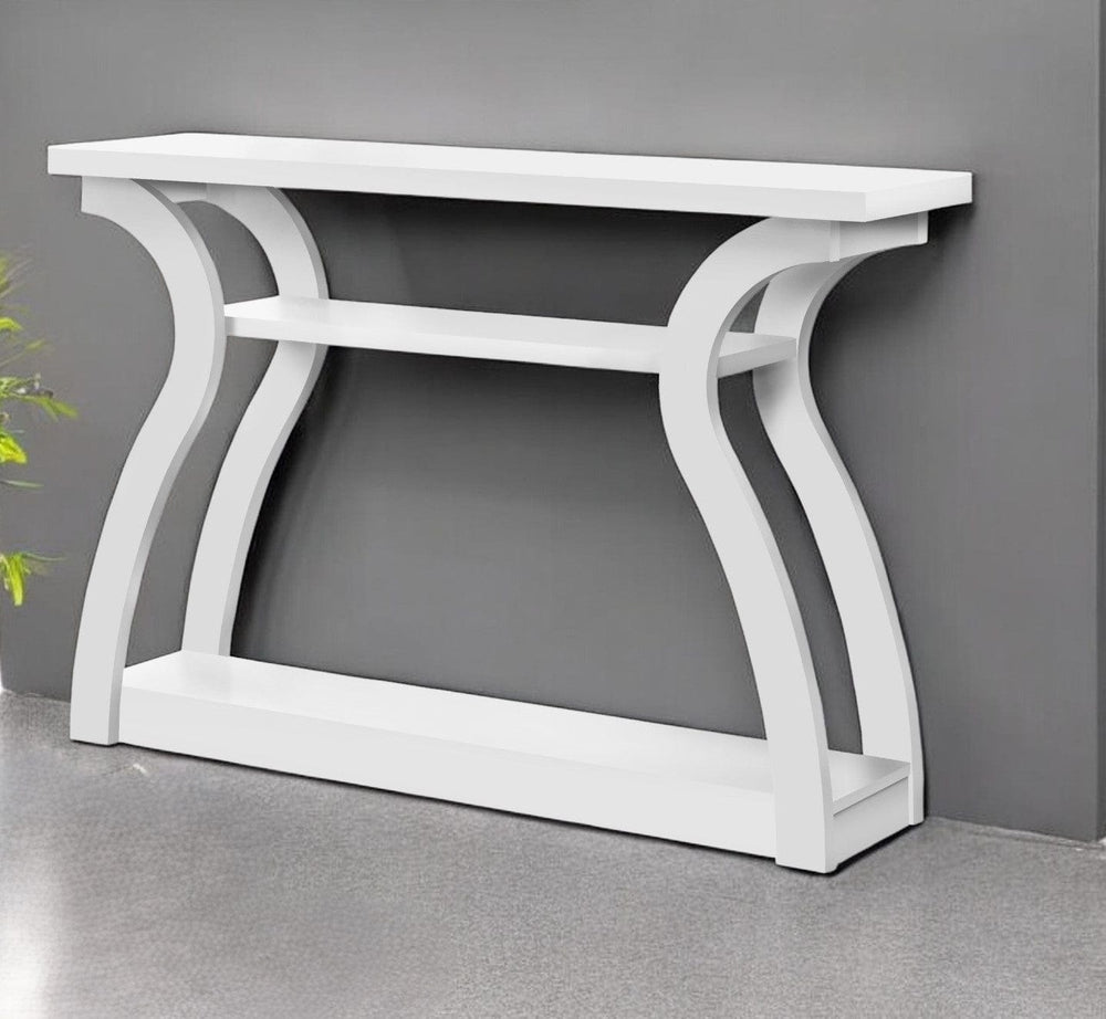 47" White Floor Shelf Console Table With Shelves - Homeroots - Flyclothing LLC