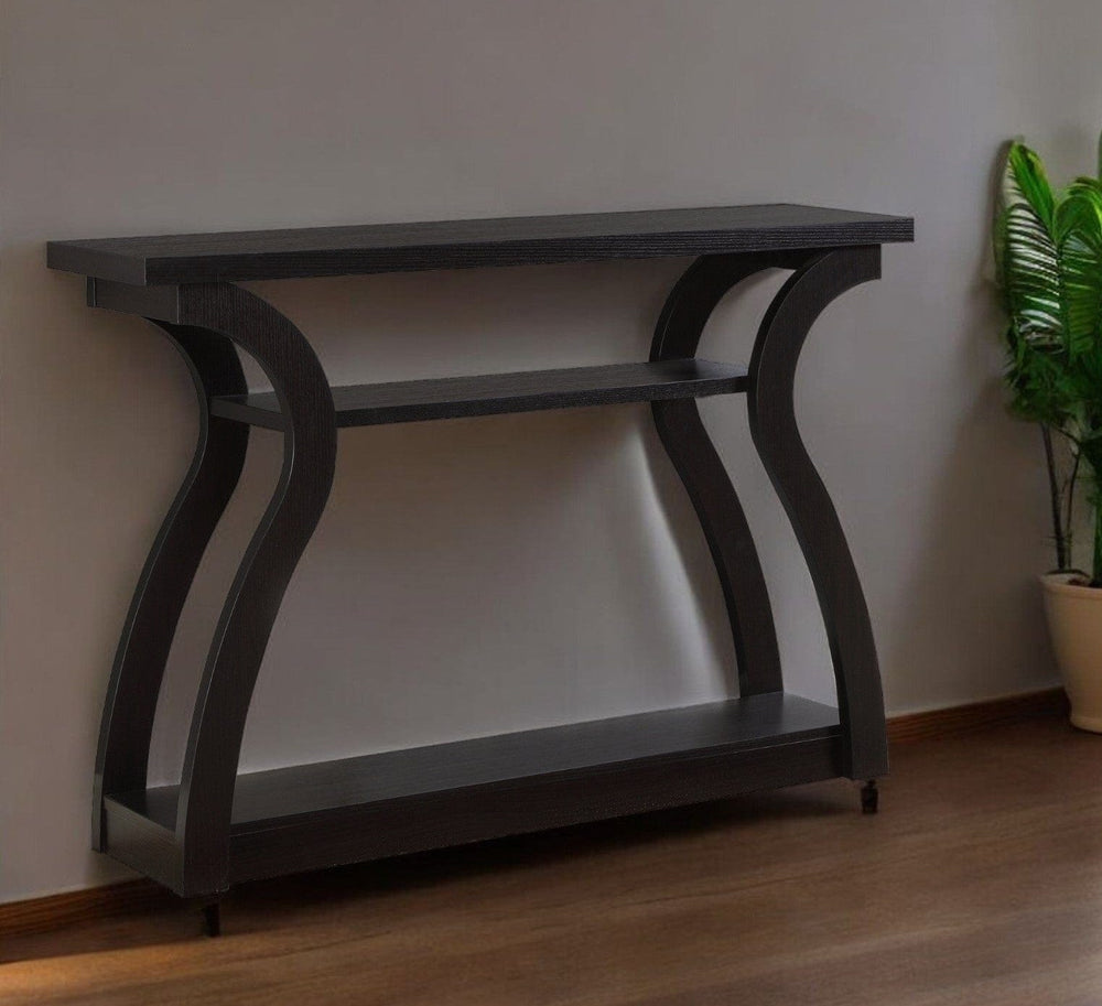 47" Espresso Floor Shelf Console Table With Storage - Homeroots - Flyclothing LLC