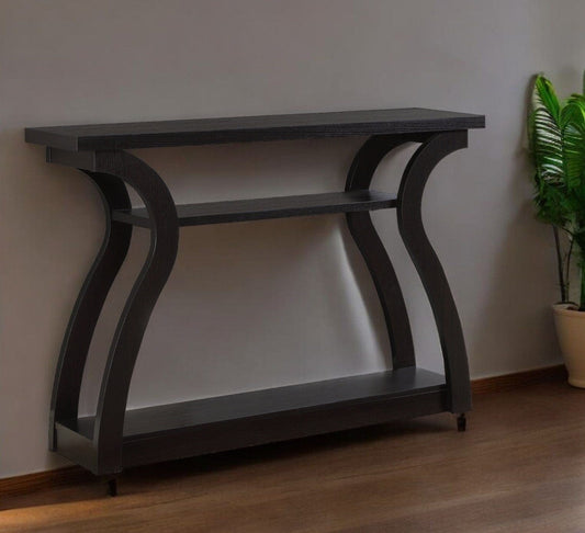 47" Espresso Floor Shelf Console Table With Storage - Homeroots