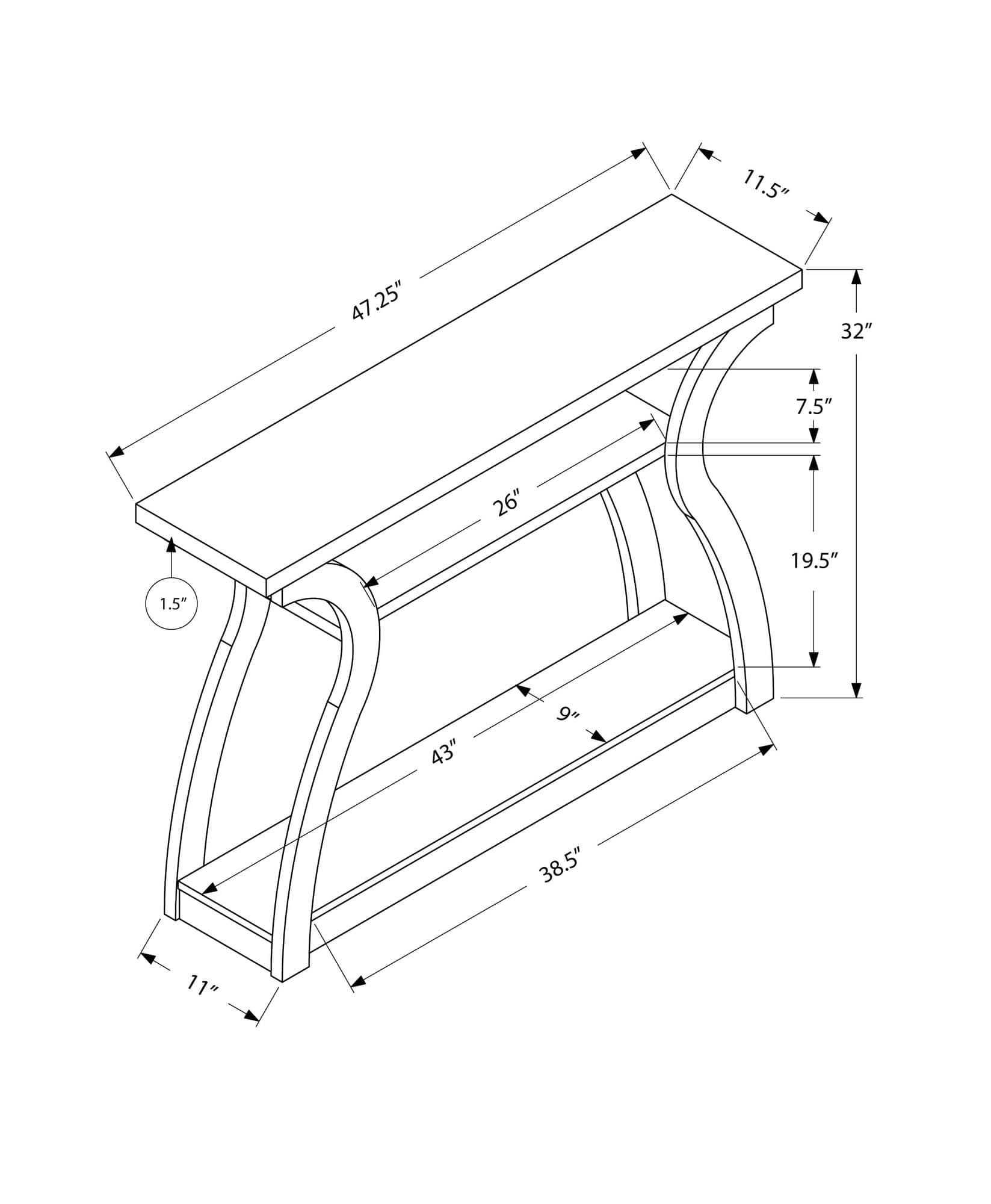 47" Taupe Floor Shelf Console Table With Storage - Homeroots - Flyclothing LLC