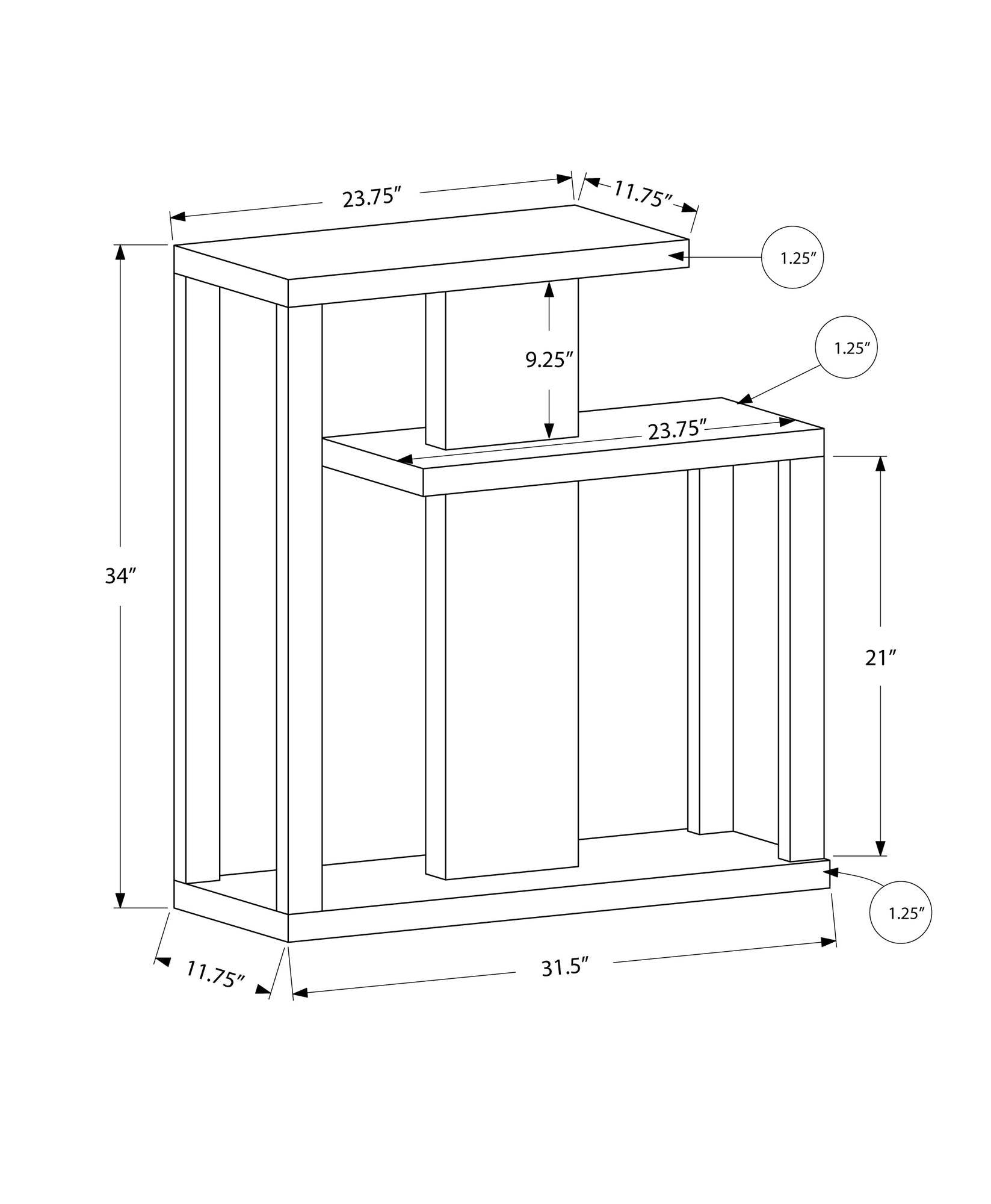 32" Taupe Free form Floor Shelf Console Table With Storage - Homeroots - Flyclothing LLC