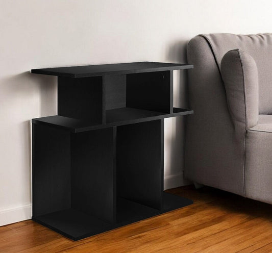 24" Black Wood End Table With 6 - Homeroots