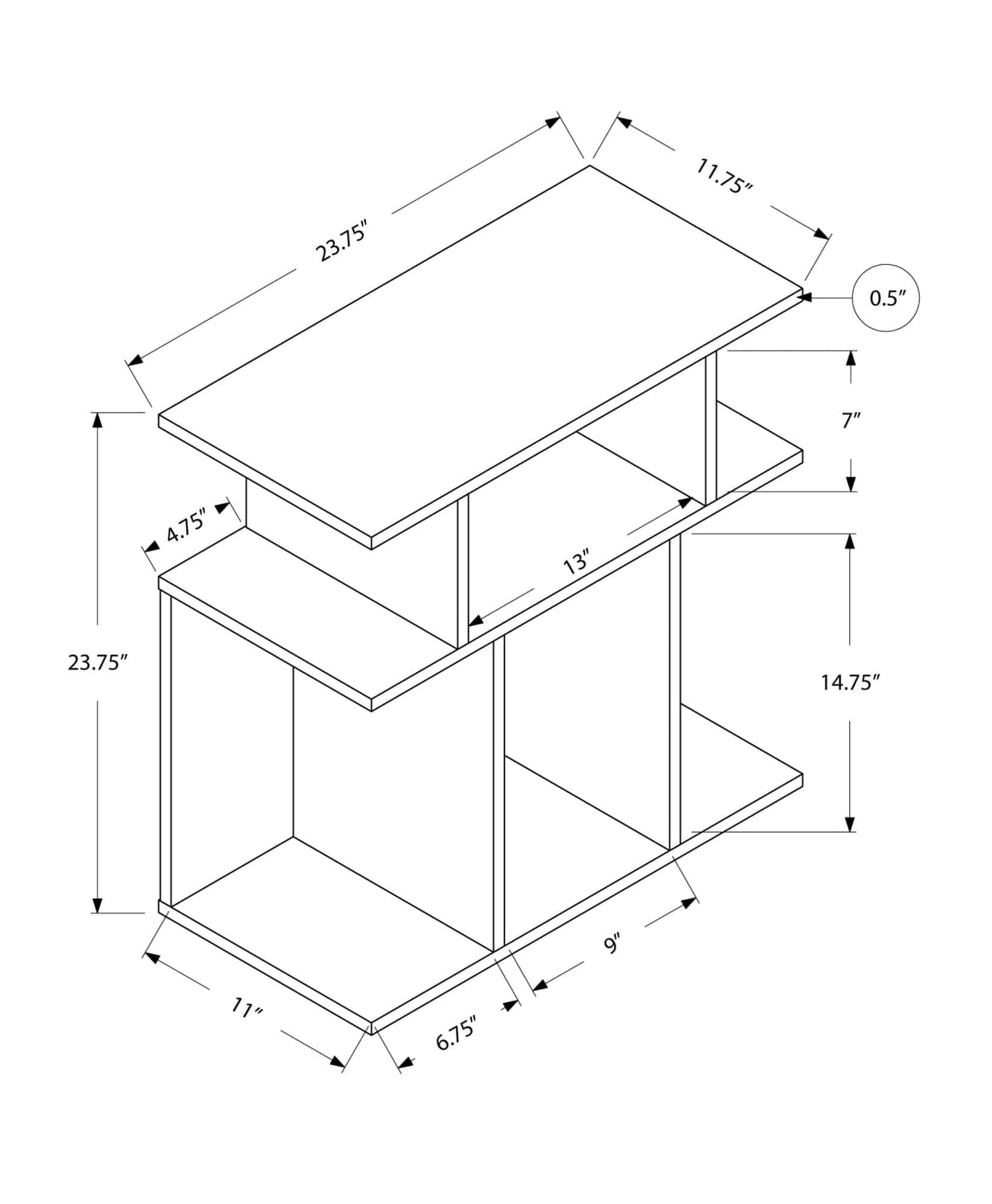 24" Brown Wood End Table With 6 - Homeroots - Flyclothing LLC