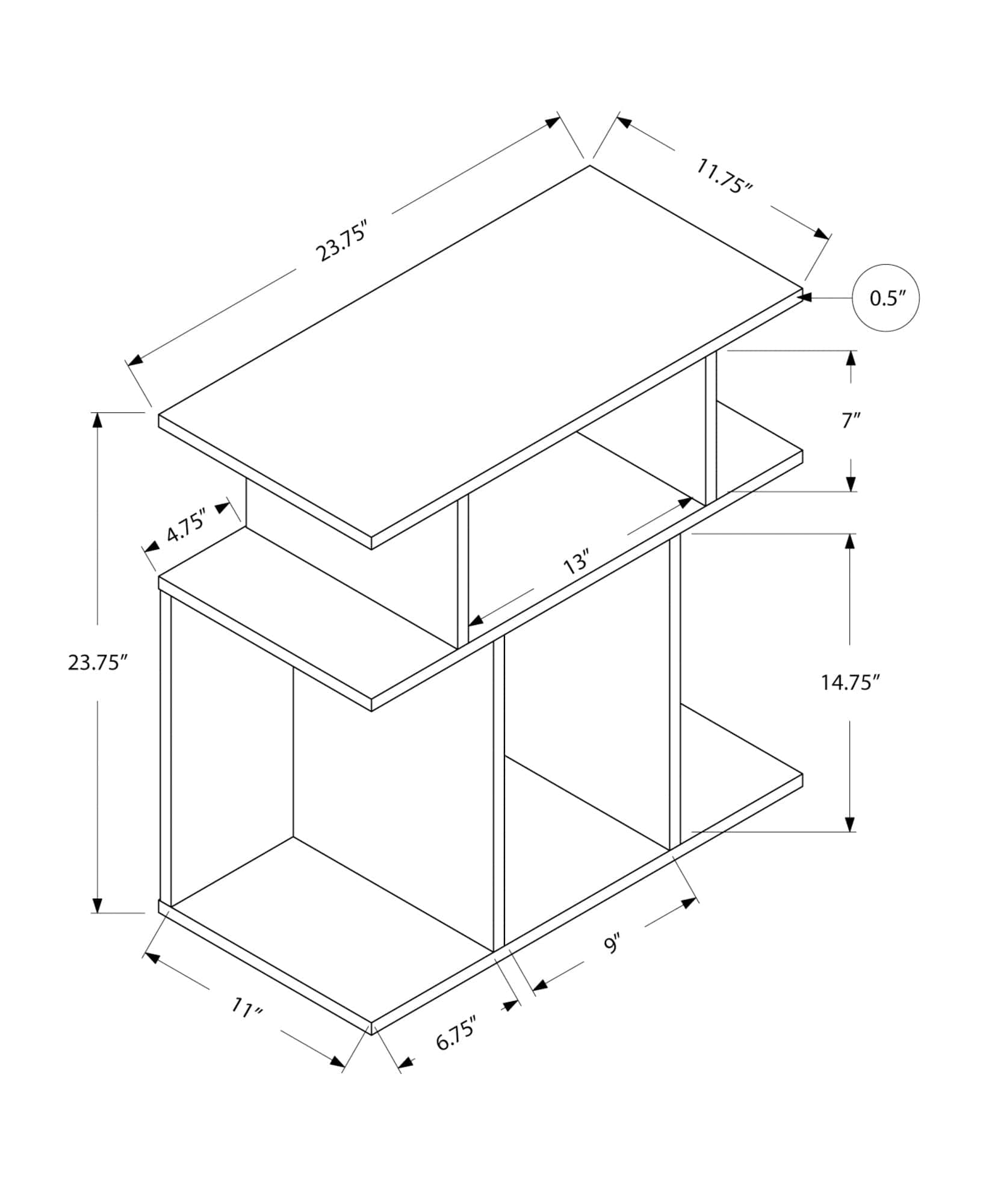 24" Black And Gray Wood End Table With 6 - Homeroots - Flyclothing LLC