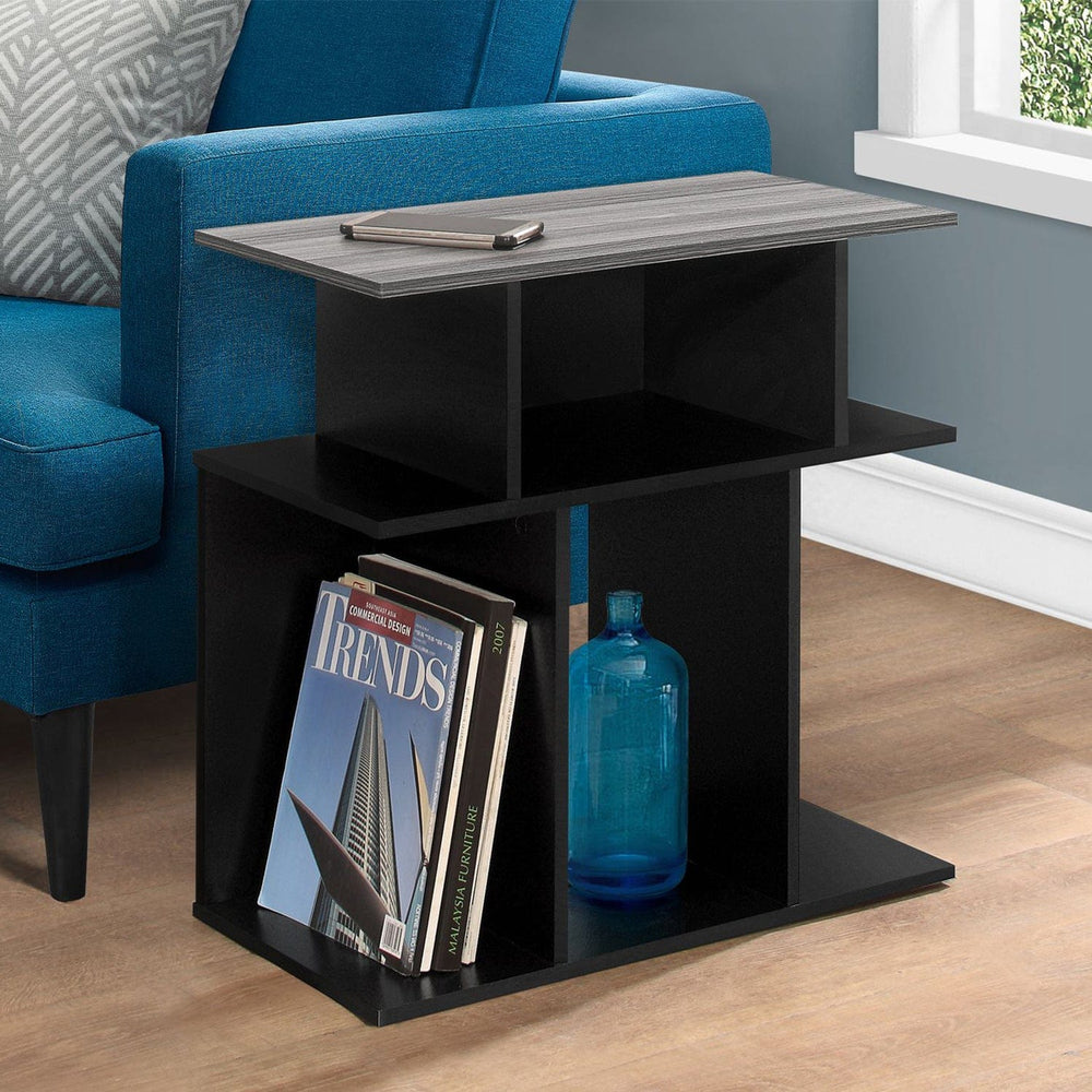 24" Black And Gray Wood End Table With 6 - Homeroots - Flyclothing LLC
