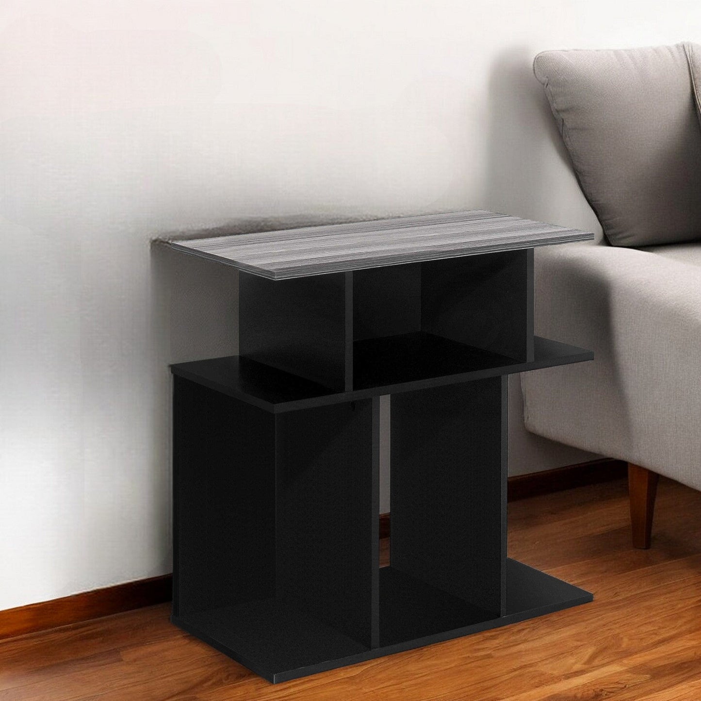 24" Black And Gray Wood End Table With 6 - Homeroots - Flyclothing LLC